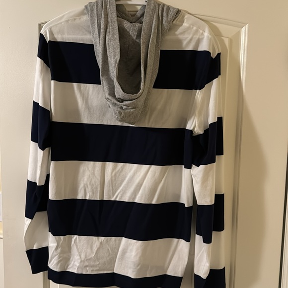 Polo Ralph Lauren white and blue striped long sleeve shirt with a hood - Picture 2 of 2